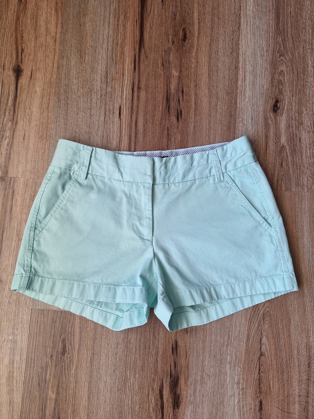J Crew Womens Chino Shorts 100% Cotton Size 4 Teal Coastal Grandma Pastel Preppy